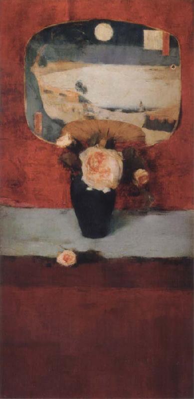 Fernand Khnopff Roses and a Japanese Fan Germany oil painting art